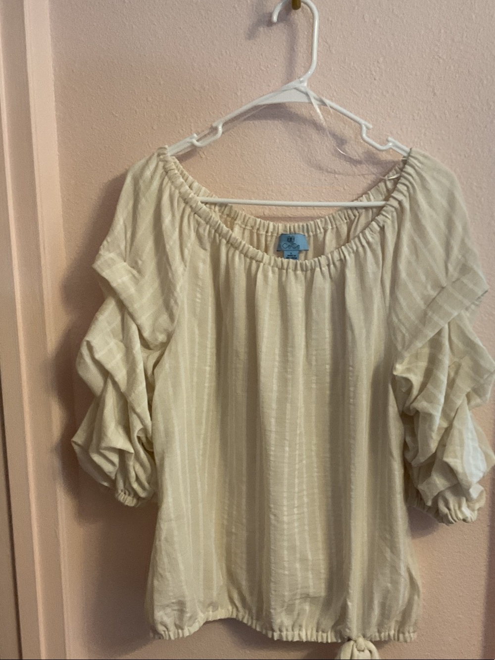 CeCe Cream Off-Shoulder Ruffled Sleeve Blouse